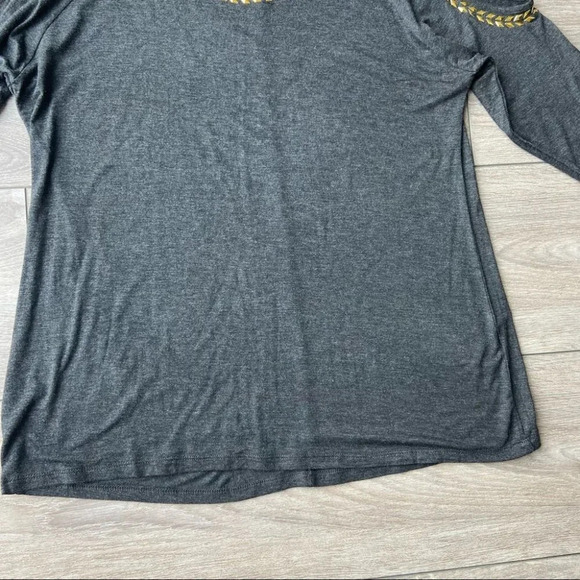 Belldini Gold Neckline Accents Cold Shoulder  Tunic Blouse - Picture 9 of 12